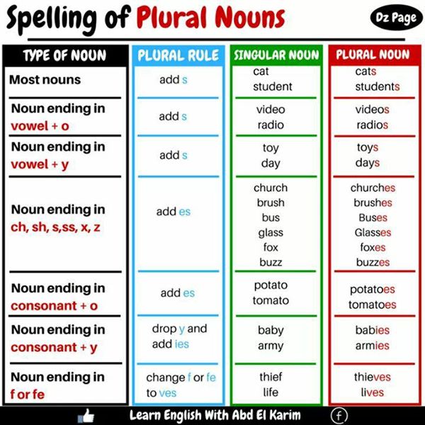 Spelling Of Plural Nouns In English English PDF Docs 