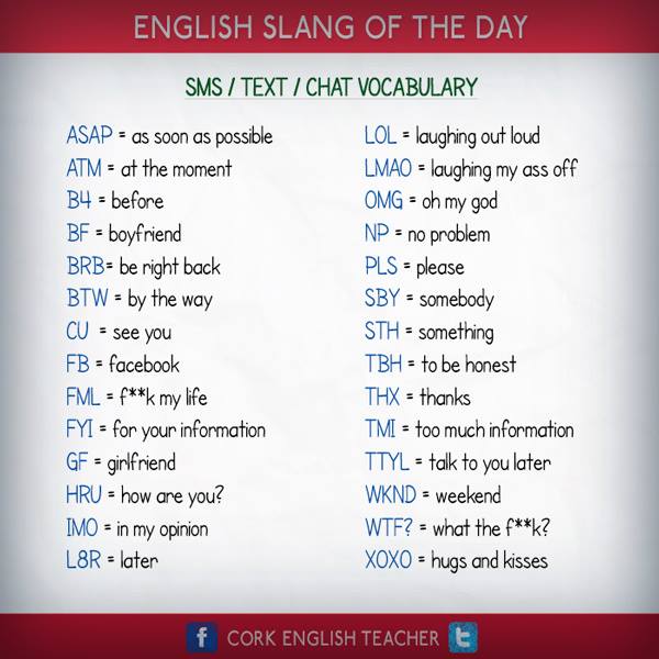 Chatting in English : abbreviations - 국민가격 1:1 영어회화 튜터링