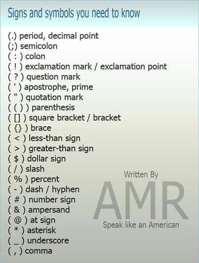 english writing symbols and meanings